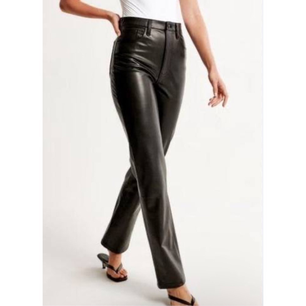 Abercrombie Fitch 90 straight ultra hi rise curve love faux leather pants 28 6 L